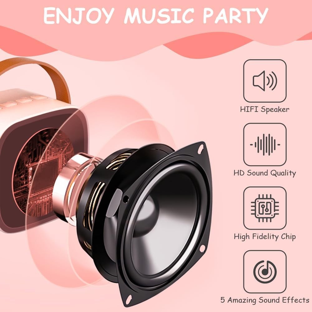 Ainiv Karaoke Machine for Kids & Adults 2 Wireless Mics Bluetooth LED