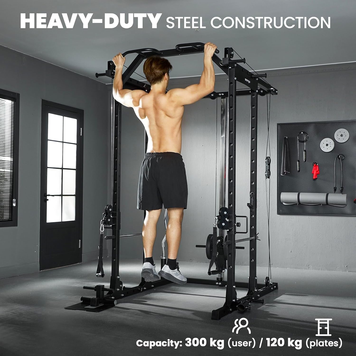Cable Crossover Machine Power Cage Squat Rack Home Gym System