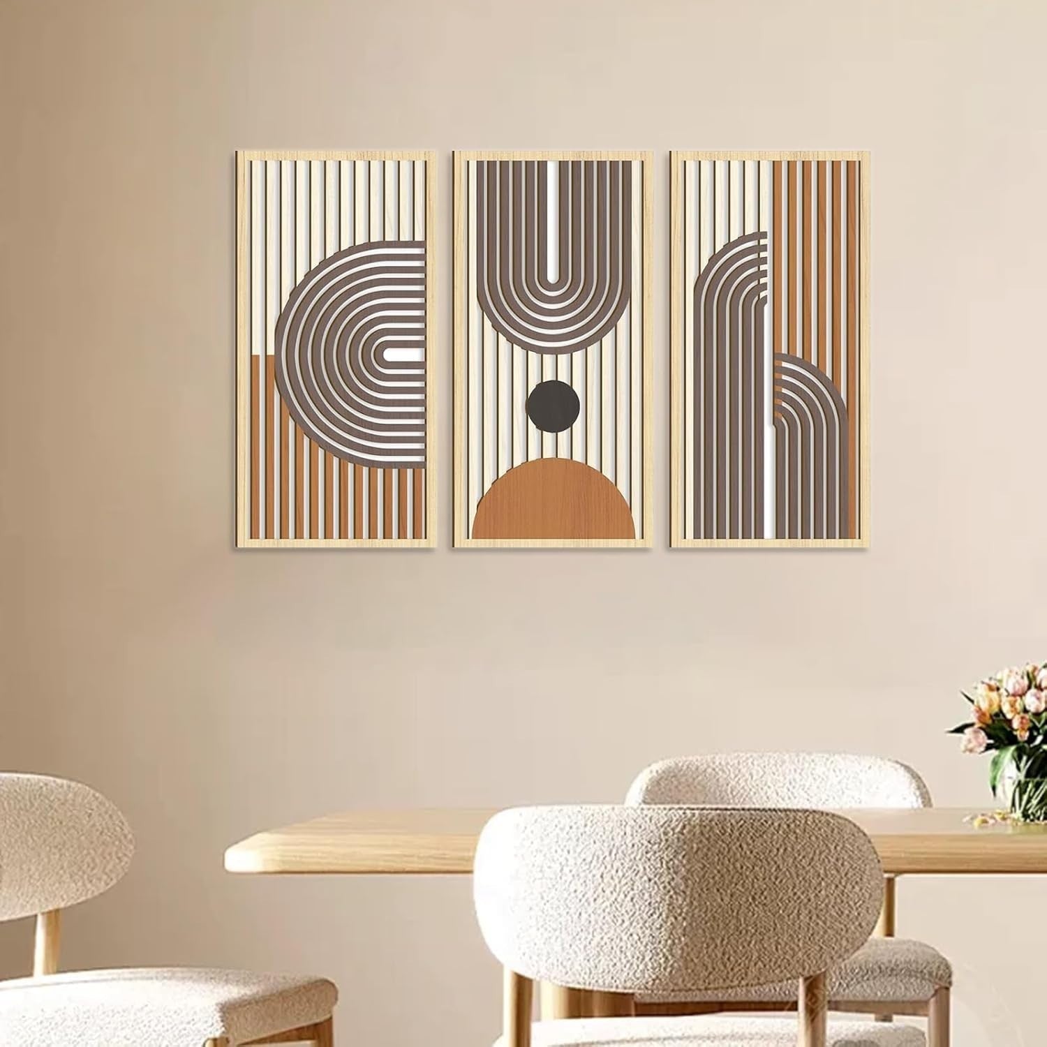3pcs Boho Wooden Wall Art Set Botanical Hanging Home Decor