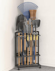 Corner Garden Tool Organizer Metal Rack for Shovels Rakes Brooms Storage