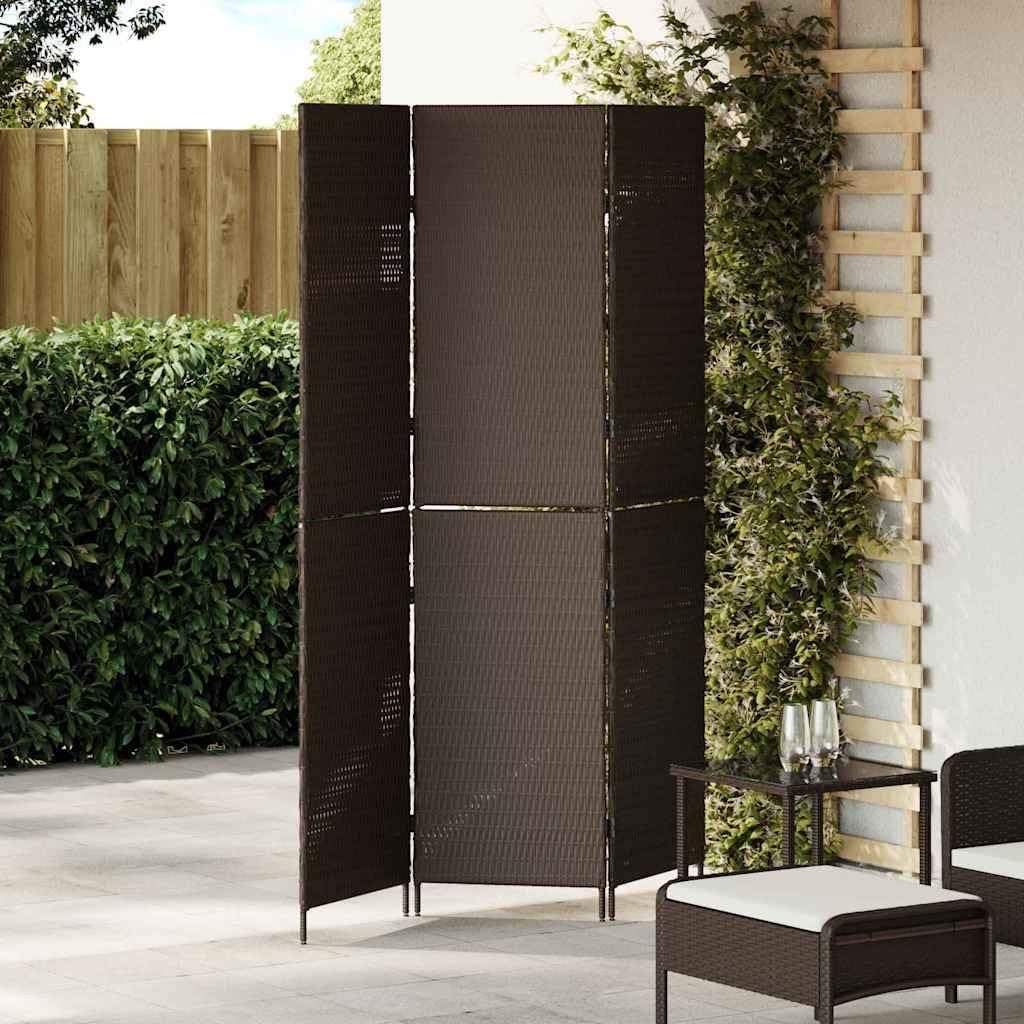 Brown Rattan Folding Room Divider Screen – 4 Panel Privacy Partition 180cm