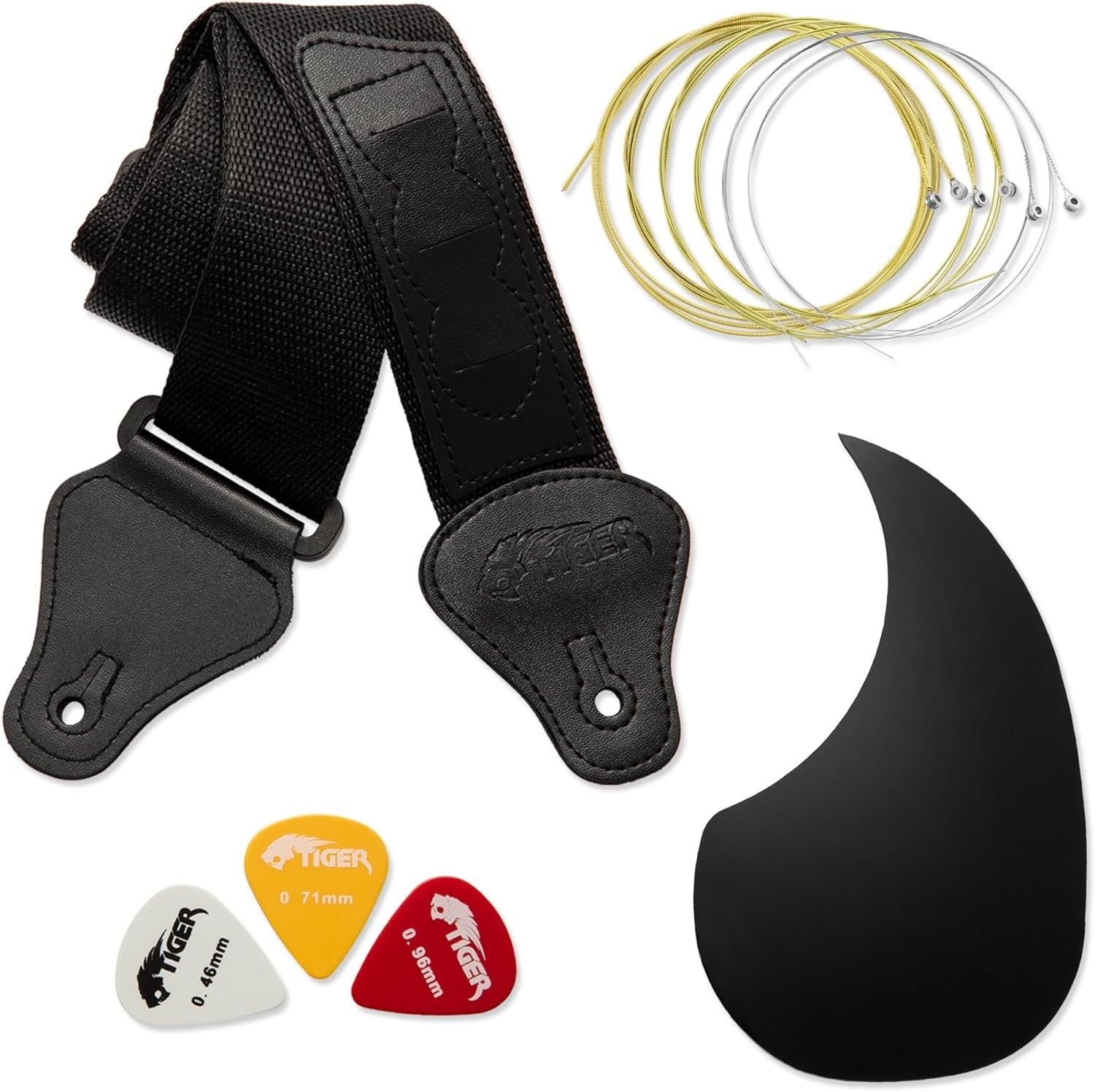 3/4 Size Acoustic Guitar Starter Kit Steel Strings Black