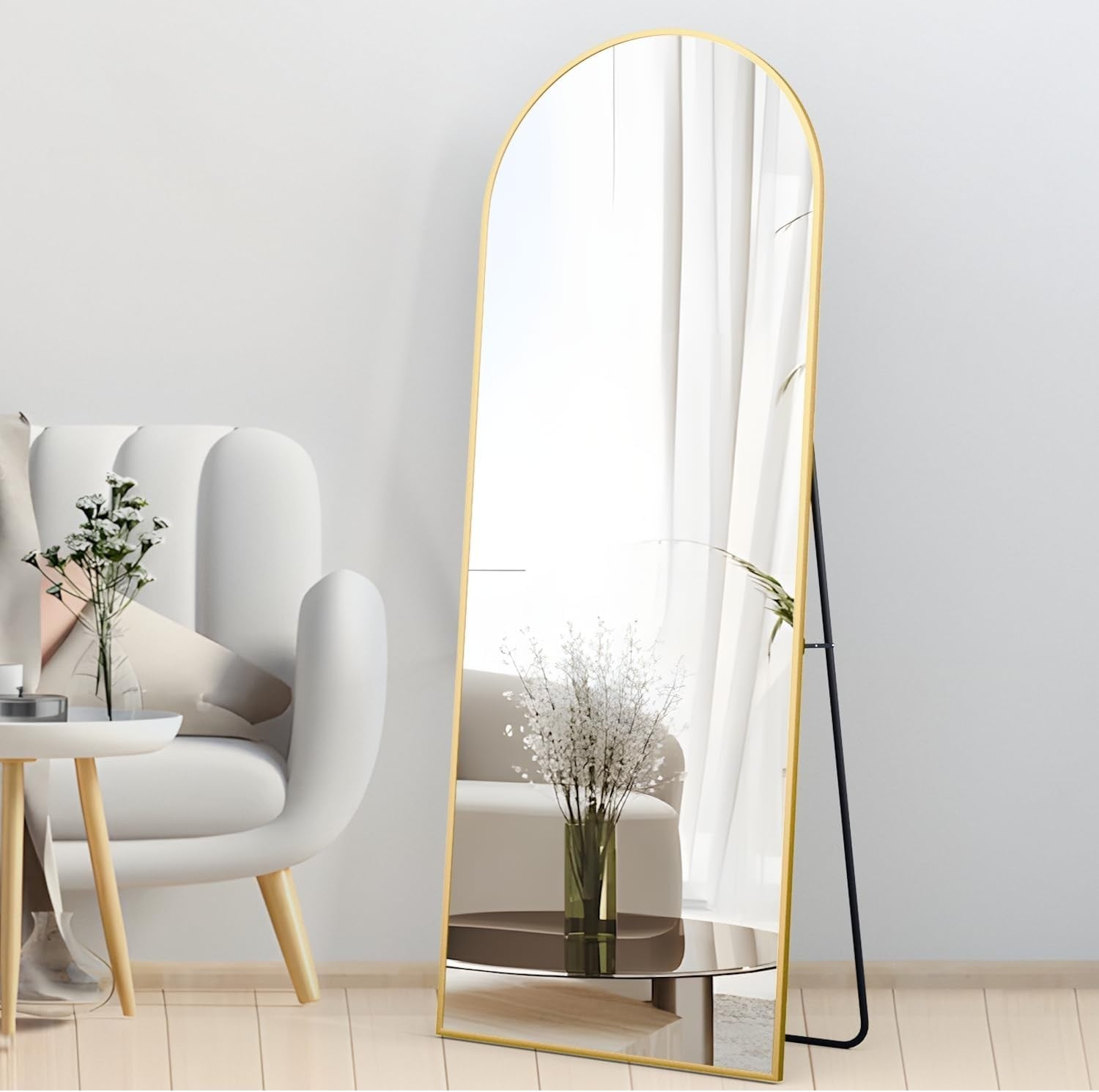 Gold Arch Full Length Mirror 162x53cm Leaning Wall Floor Standing Modern