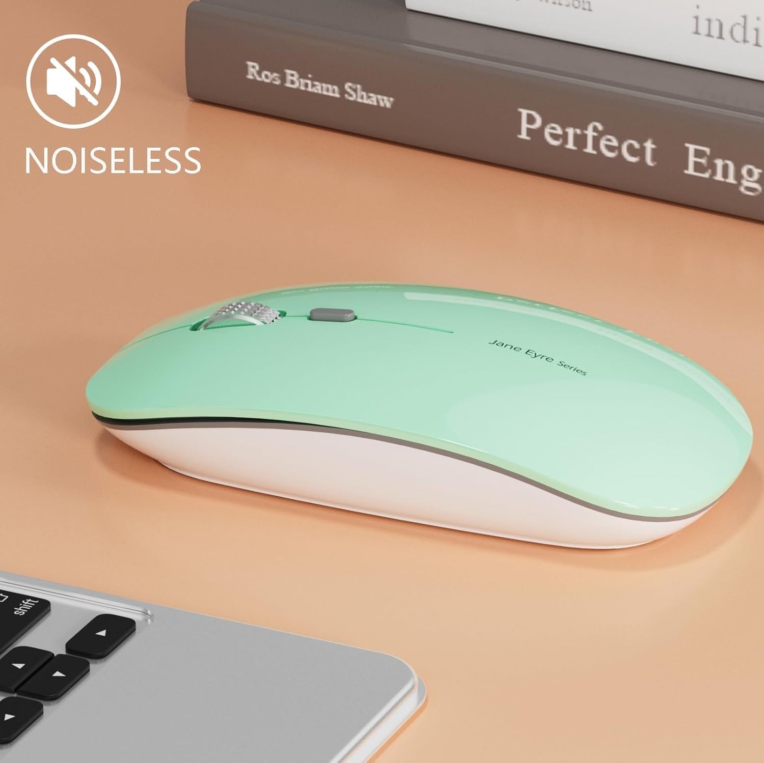 Rechargeable Wireless Mouse Silent Slim 2.4G 1600 DPI Mint Green