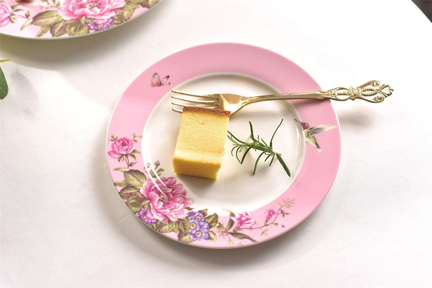 Vintage Floral Dessert Plates Set of 4 7in Shabby Chic Tea Cake Plates
