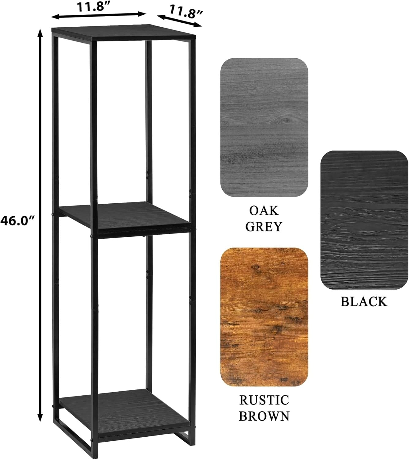 46" Tall 3 Tier Black Metal Plant Stand Indoor Modern Flower Pot Shelf