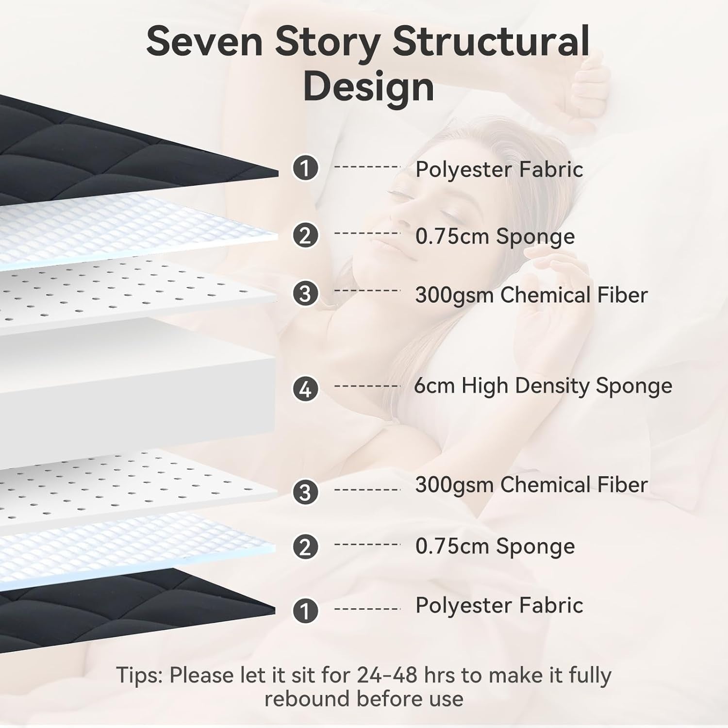 10cm Foldable Memory Foam Futon Mattress Double Bed Roll Up Tatami