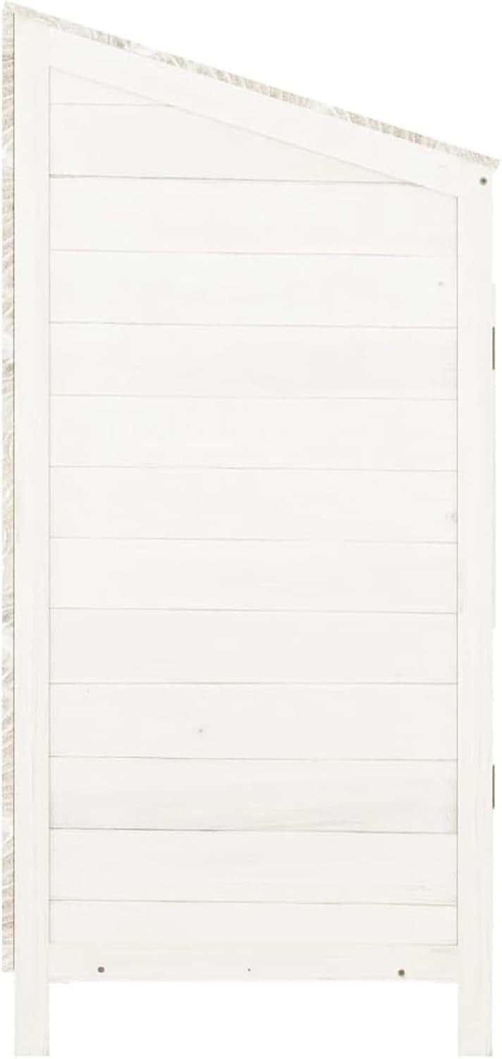 Outdoor Wooden Garden Shed 55x52x112cm White Storage Box Weather-Resistant