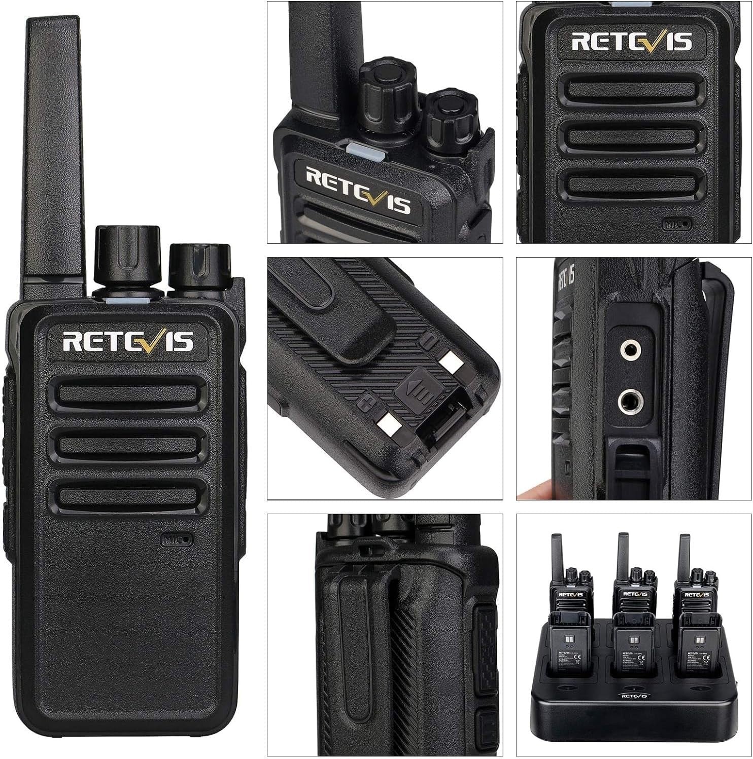 Professional Walkie Talkies 6 Pack Long Range 2 Way Radio Charger VOX
