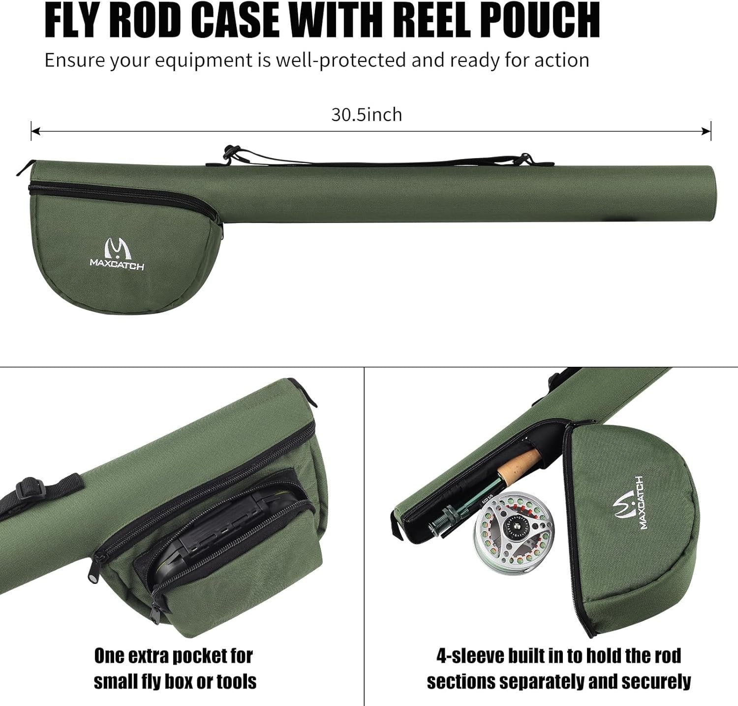 Graphite Fly Fishing Rod & Reel Combo Kit with Flies, Case & Accessories
