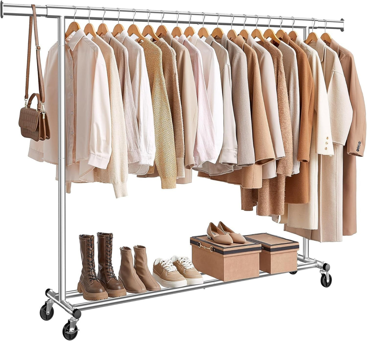 Extendable Clothes Rack 100KG Heavy Duty Silver (160–200cm)