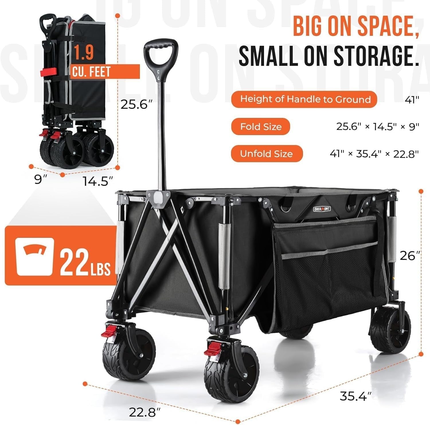 Heavy Duty Folding Camping Trolley Wide Collapsible Garden Beach Wagon 150kg