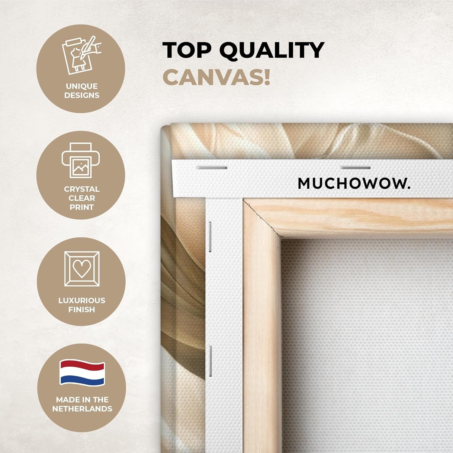 Large Framed Canvas Wall Art 50x70cm Beige Floral Abstract