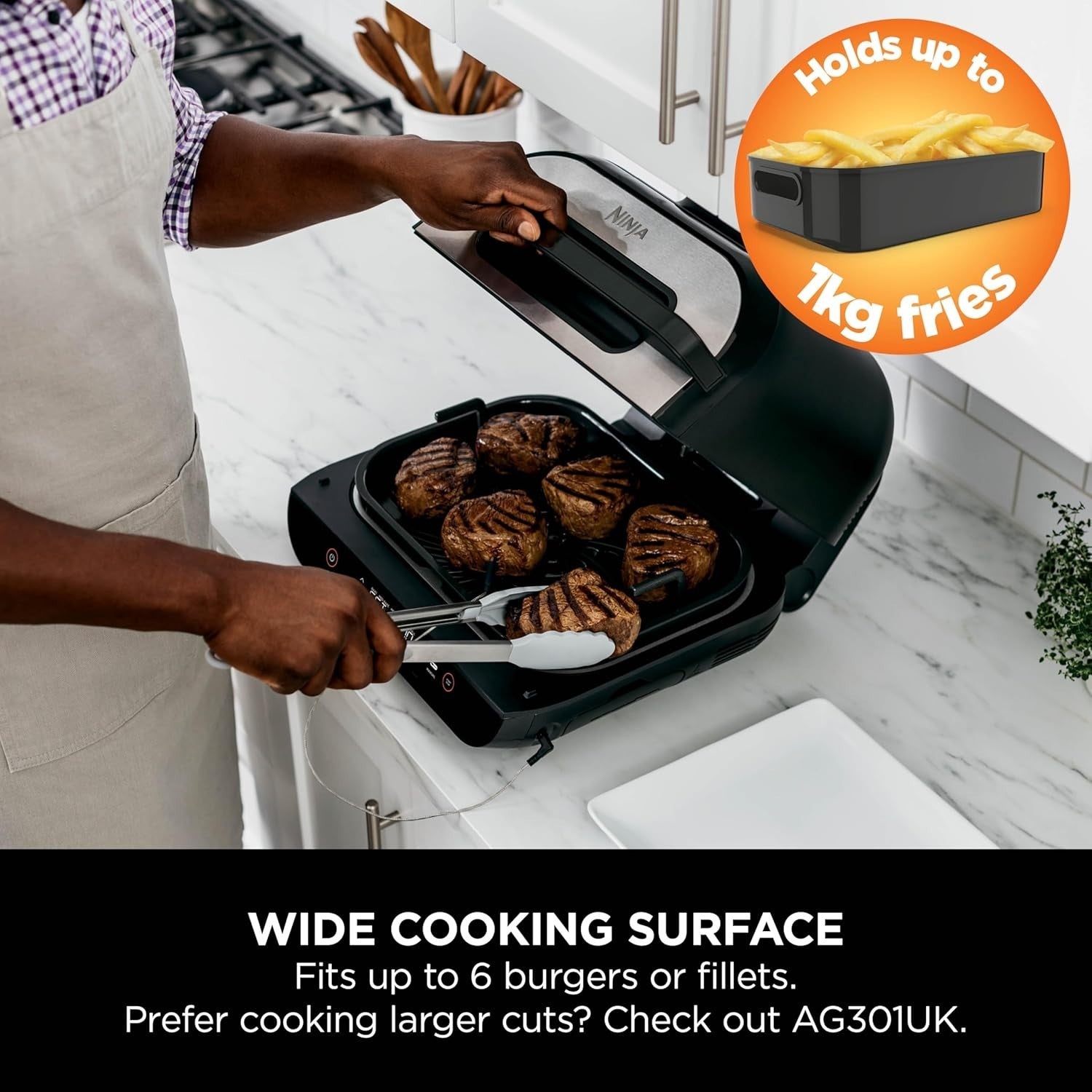 Health Grill Air Fryer 6in1 Digital Temp Probe 5.7L Pot XXL Plate