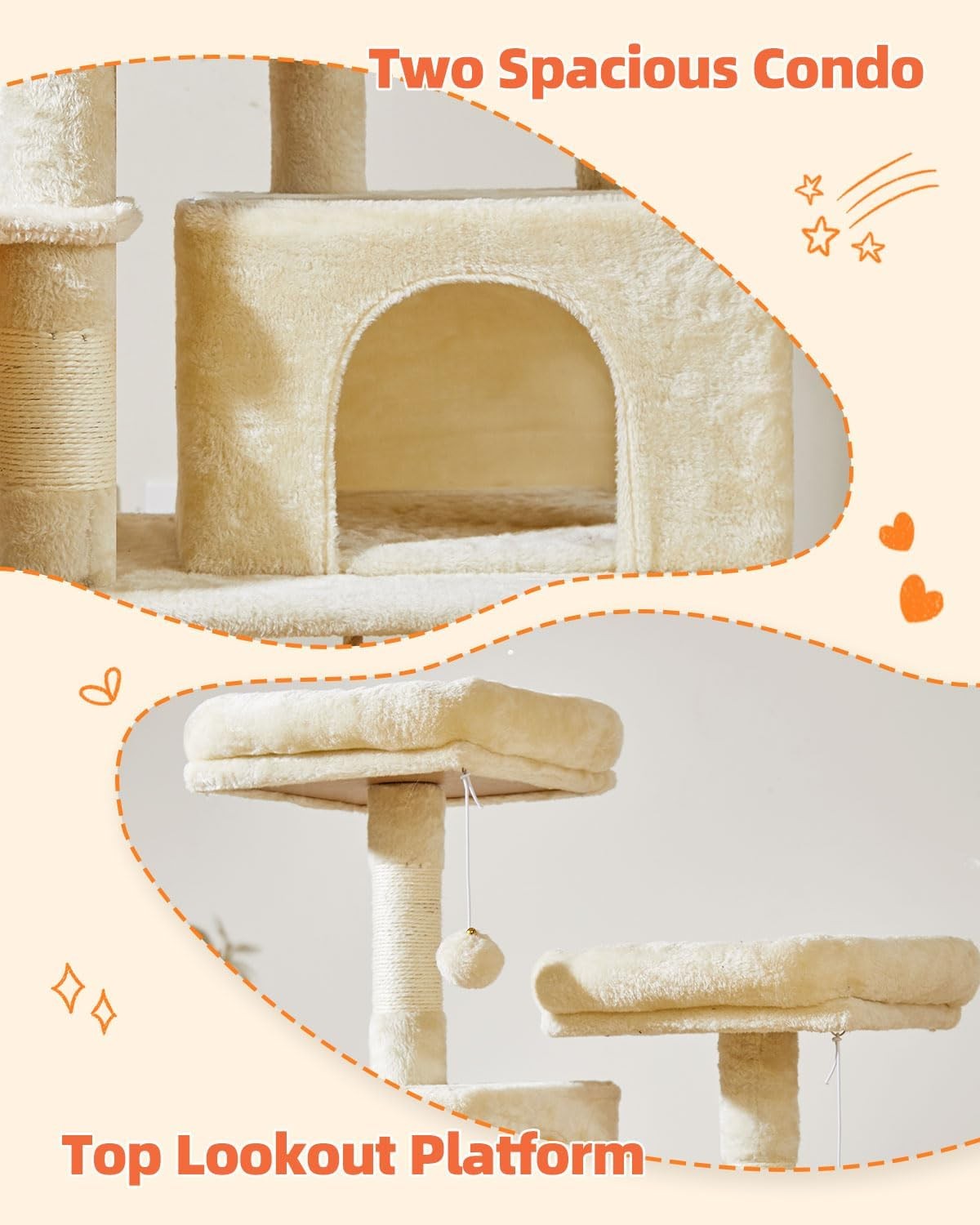 Large Cat Tree Tower 170cm Multi-Level Scratching Posts Condos Hammock