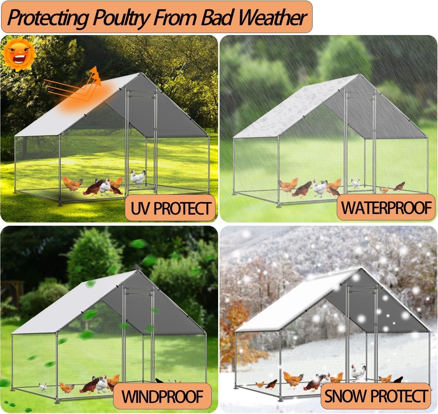 2PCS Chicken Coop Cover 12x71in Waterproof UV Shade Tarp