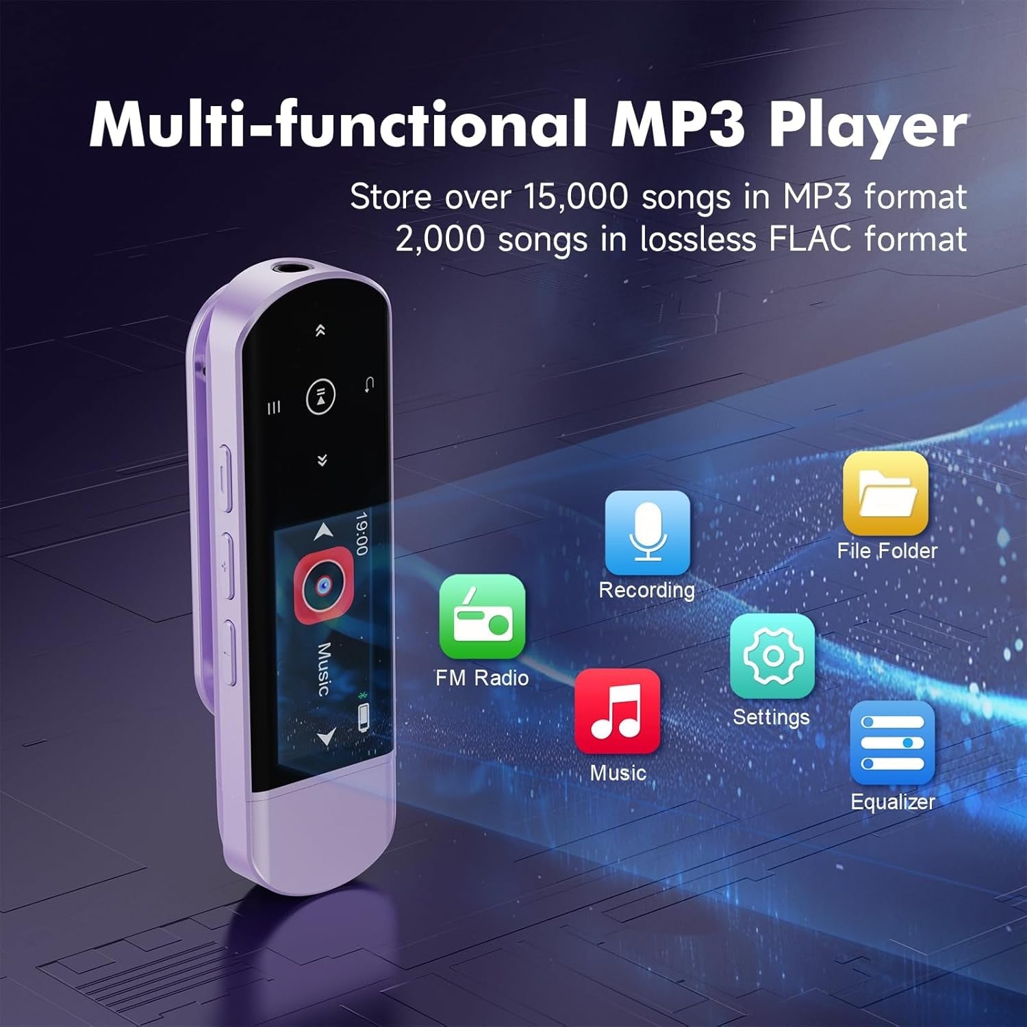 64GB MP3 Player Bluetooth 5.3 Clip Sports FM Recorder