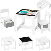 3-in-1 Kids Table & Chair Set with Storage Boxes, Space-Saving Bench