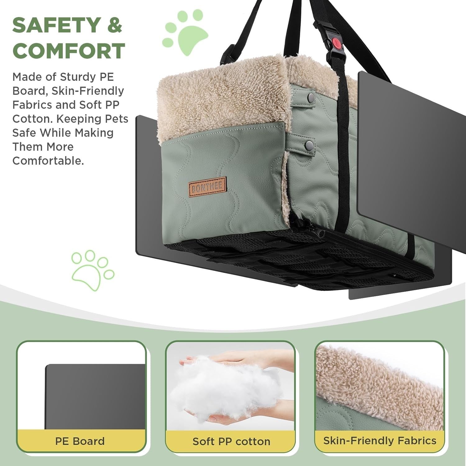Center Console Dog Car Seat PU Leather Booster Carrier Small Dogs
