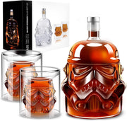 750ml Whiskey Decanter Set with 2×150ml Glasses Helmet Design Novelty Gift