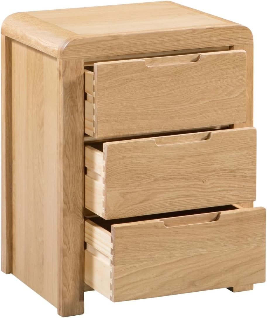 Oak 3 Drawer Bedside Table Solid Wood Unit Nightstand Storage Chest