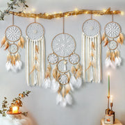 5pcs Boho Dream Catcher Set Macrame Wall Hanging Moon Star Decor