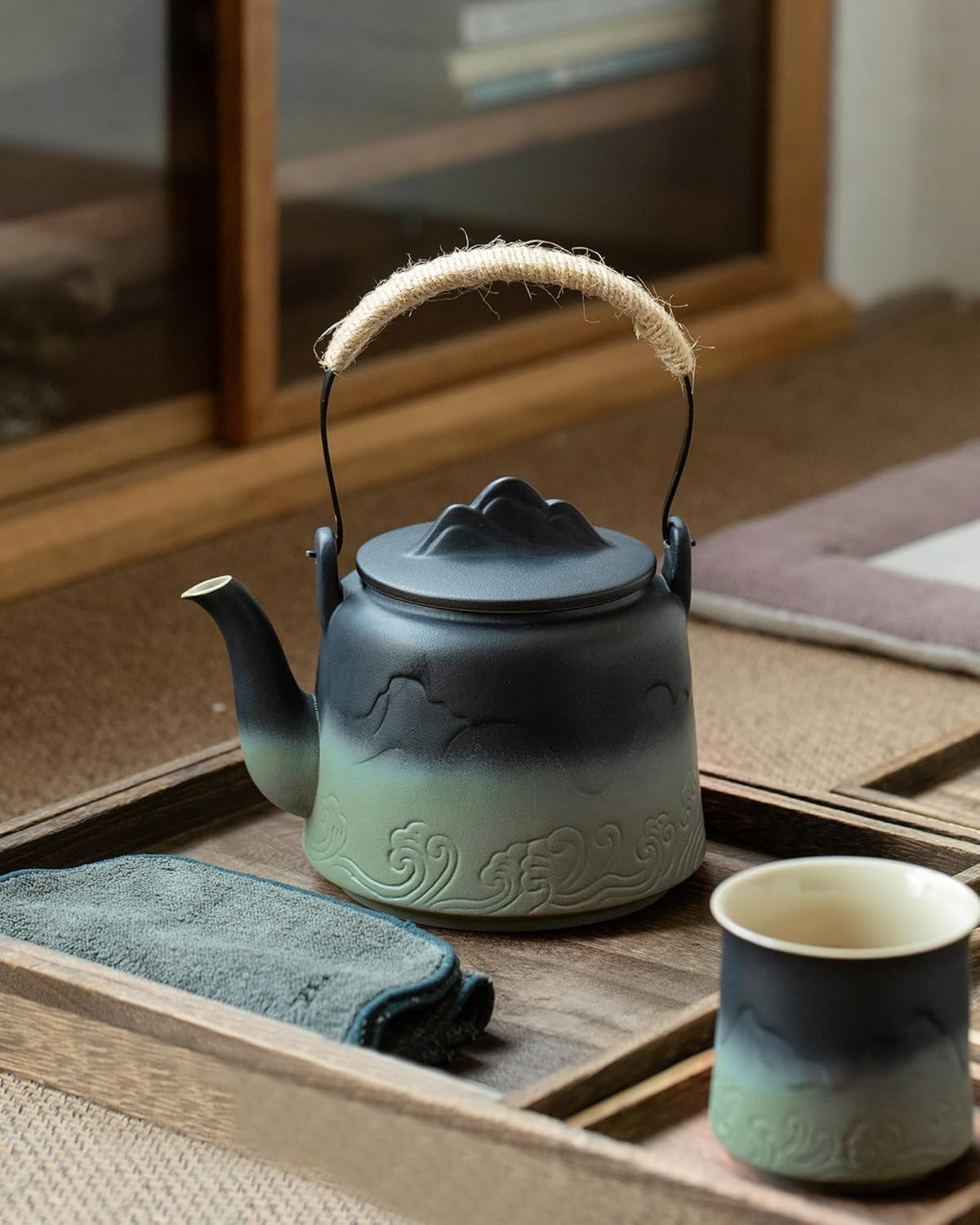 Japanese Ceramic Teapot 1000ml Loose Leaf Tea Pot Infuser Green Black