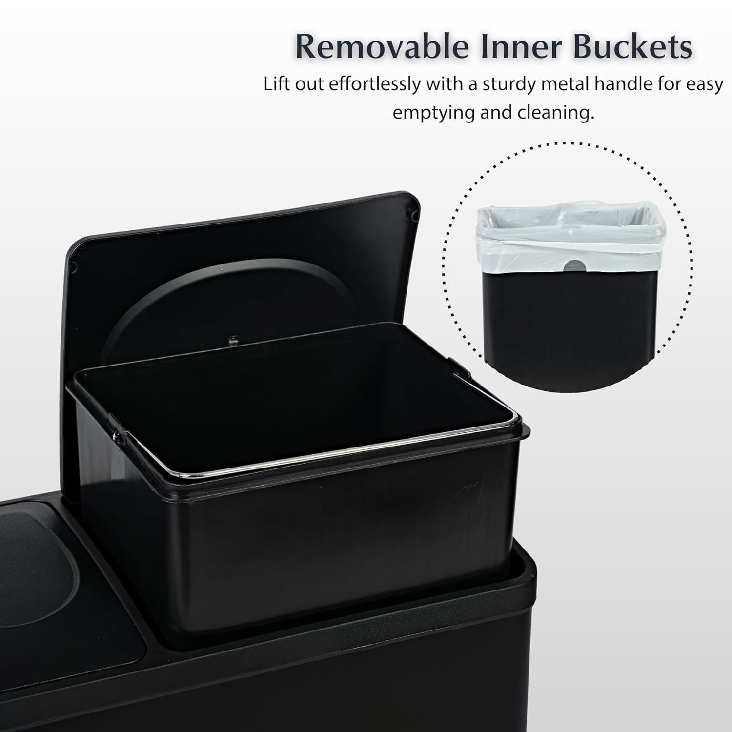 36L Recycling Bin 2 Compartment Waste Separation Black