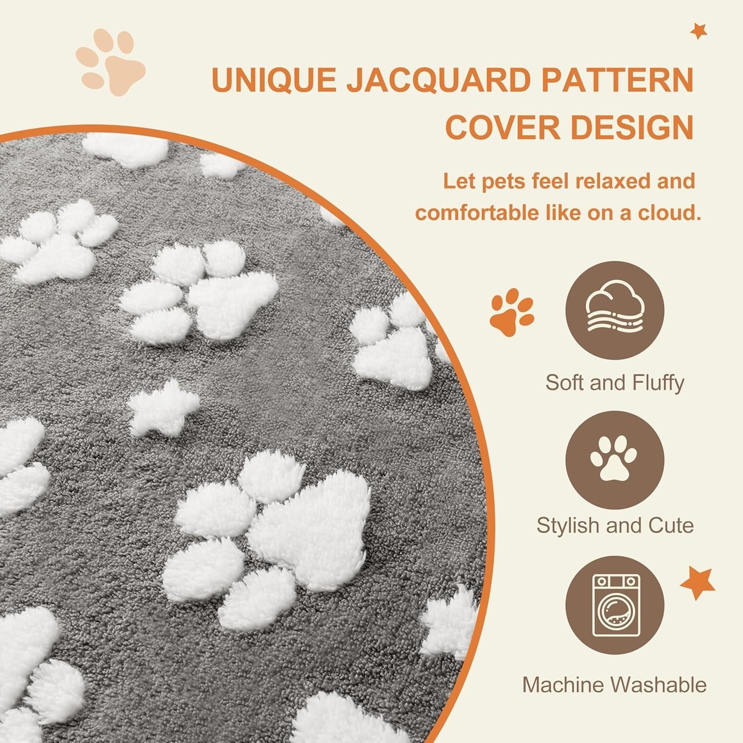Large Dog Bed 89x56cm Washable Crate Mattress Grey Paw