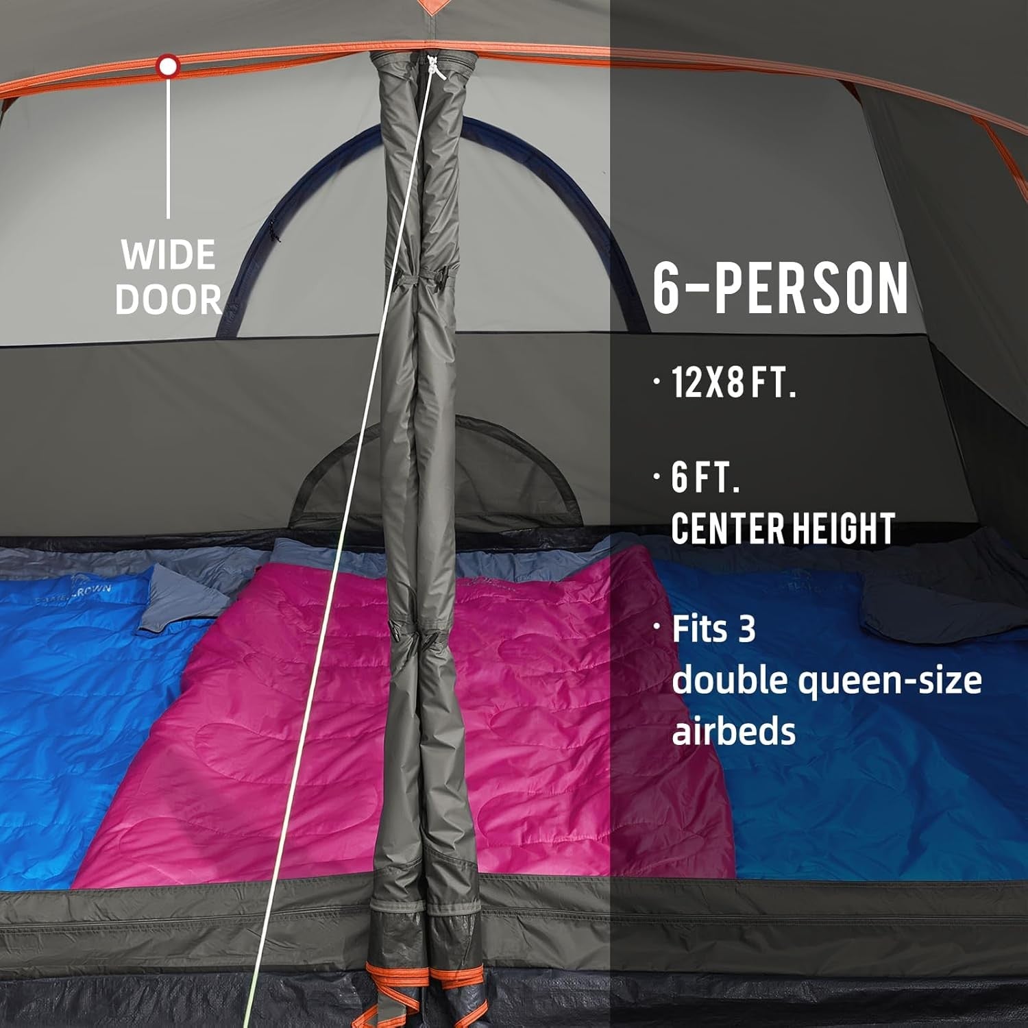 6 Person Waterproof Family Camping Tent Easy Setup Ground Mat