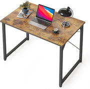 Modern Rustic Brown Computer Desk 80cm Alloy Steel Frame Home Office Table