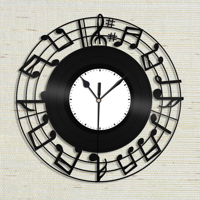 Vintage Music Note Wall Clock 12" – Silent Quartz Sheet-Music Design Decor