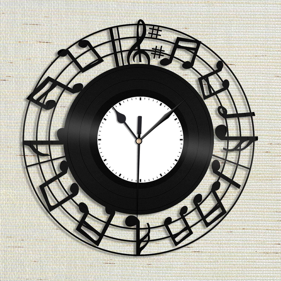 Vintage Music Note Wall Clock 12" – Silent Quartz Sheet-Music Design Decor