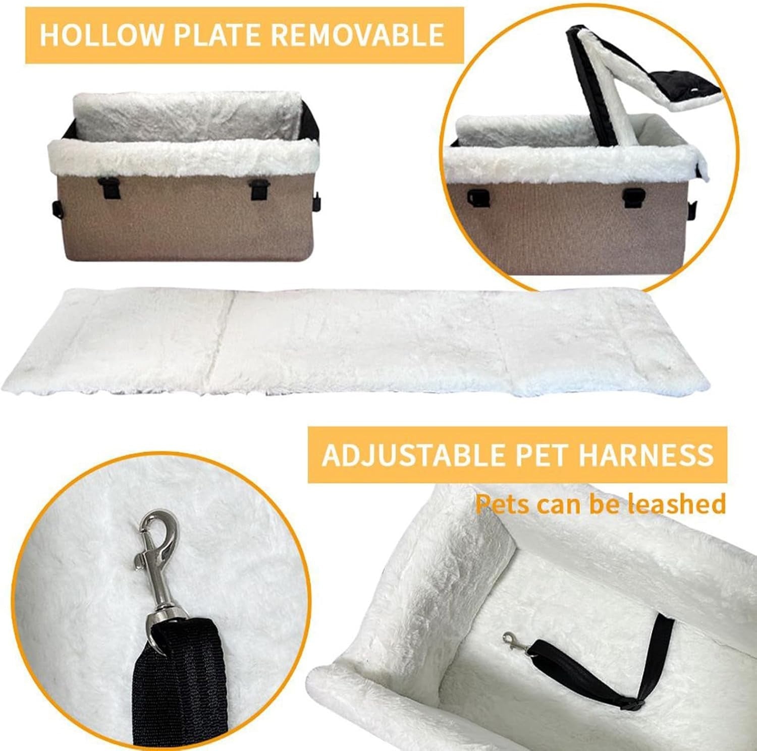 Dog Car Seat Console Booster Bed Safety Buckle Pet Carrier Cushion