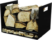 Wide Steel Firewood Log Basket with Shelf 40x32x30cm Sturdy Wood Storage