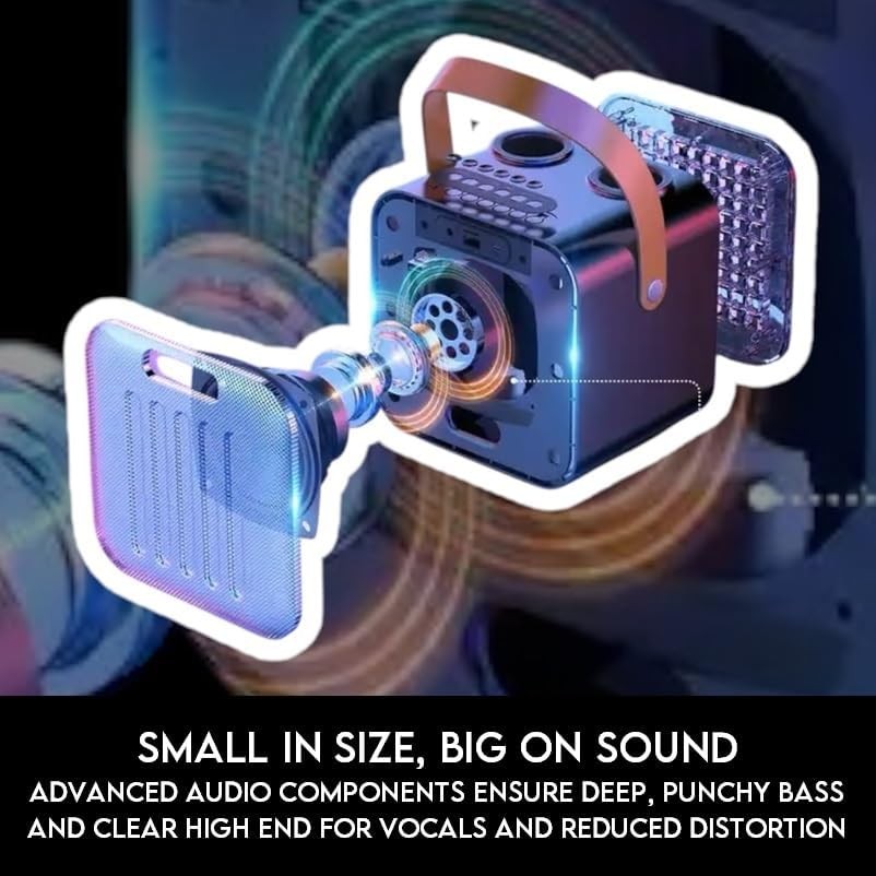 Karaoke Machine Portable Speaker 2 Wireless Mics LED