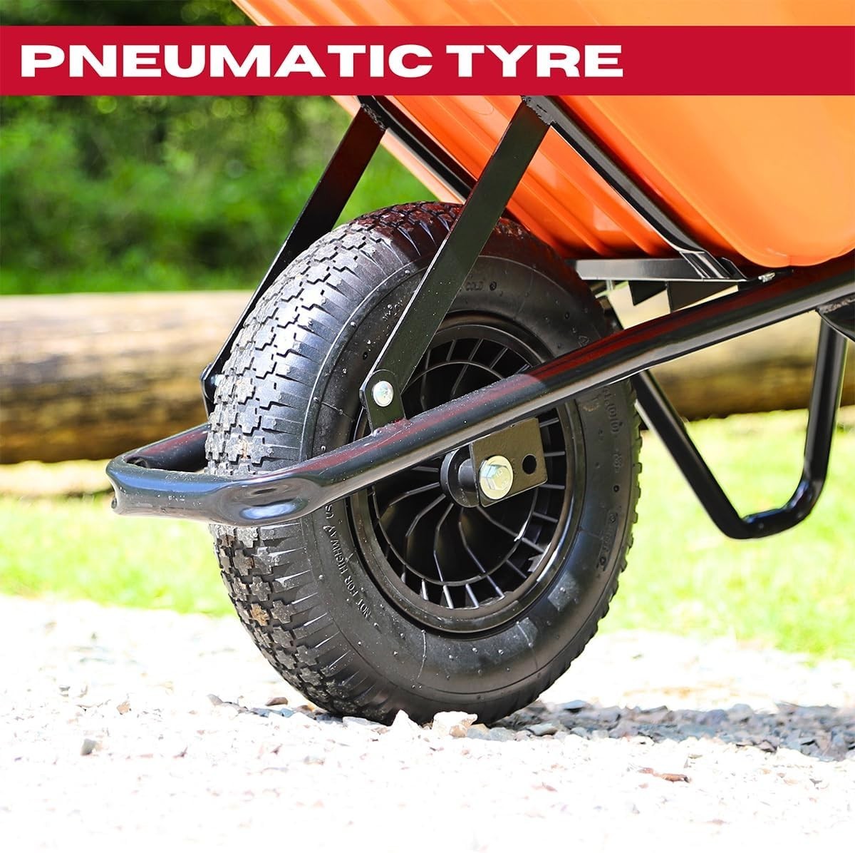 100L Orange Wheelbarrow – HDPE Tub w/ Reinforced Steel Frame & Air Tyre 150kg