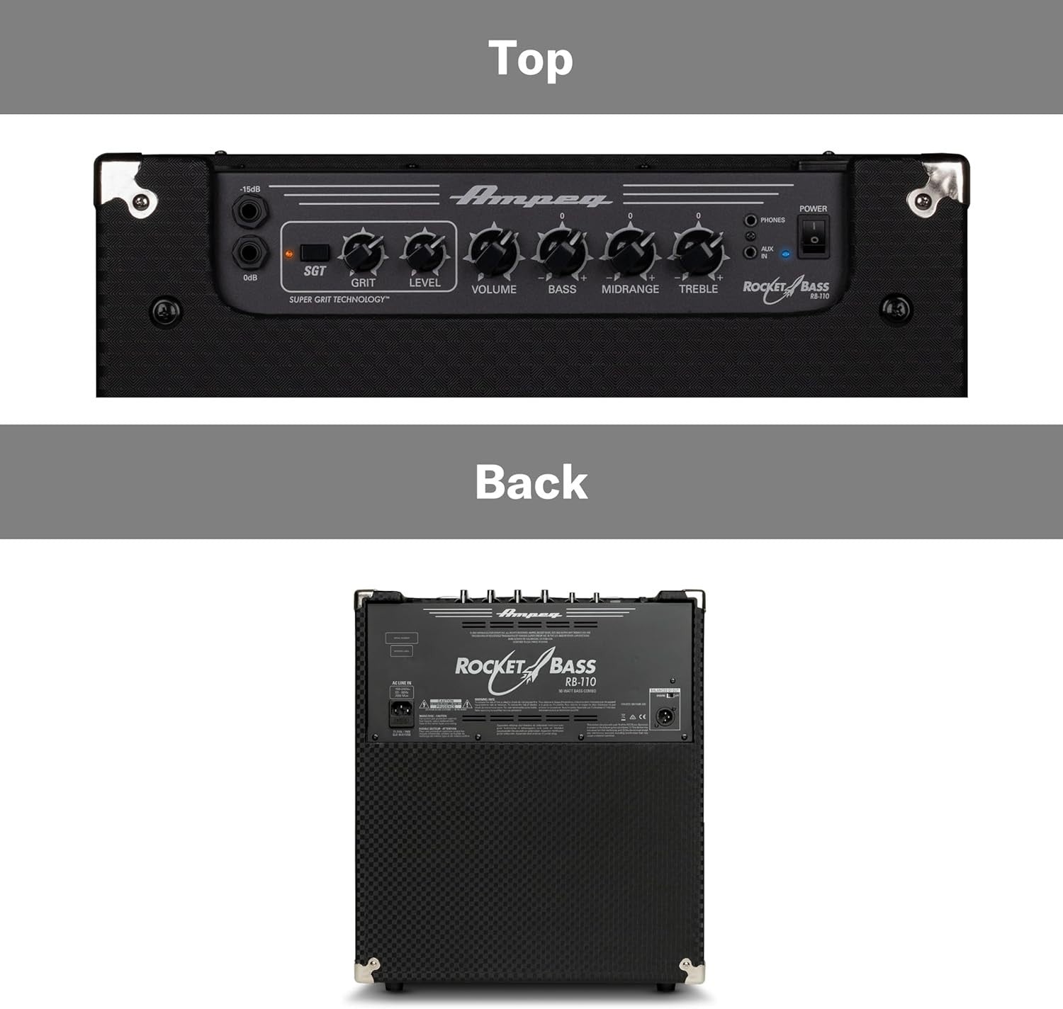 RB-110 50W Bass Combo Amp with SGT Overdrive, AUX, Headphone & XLR