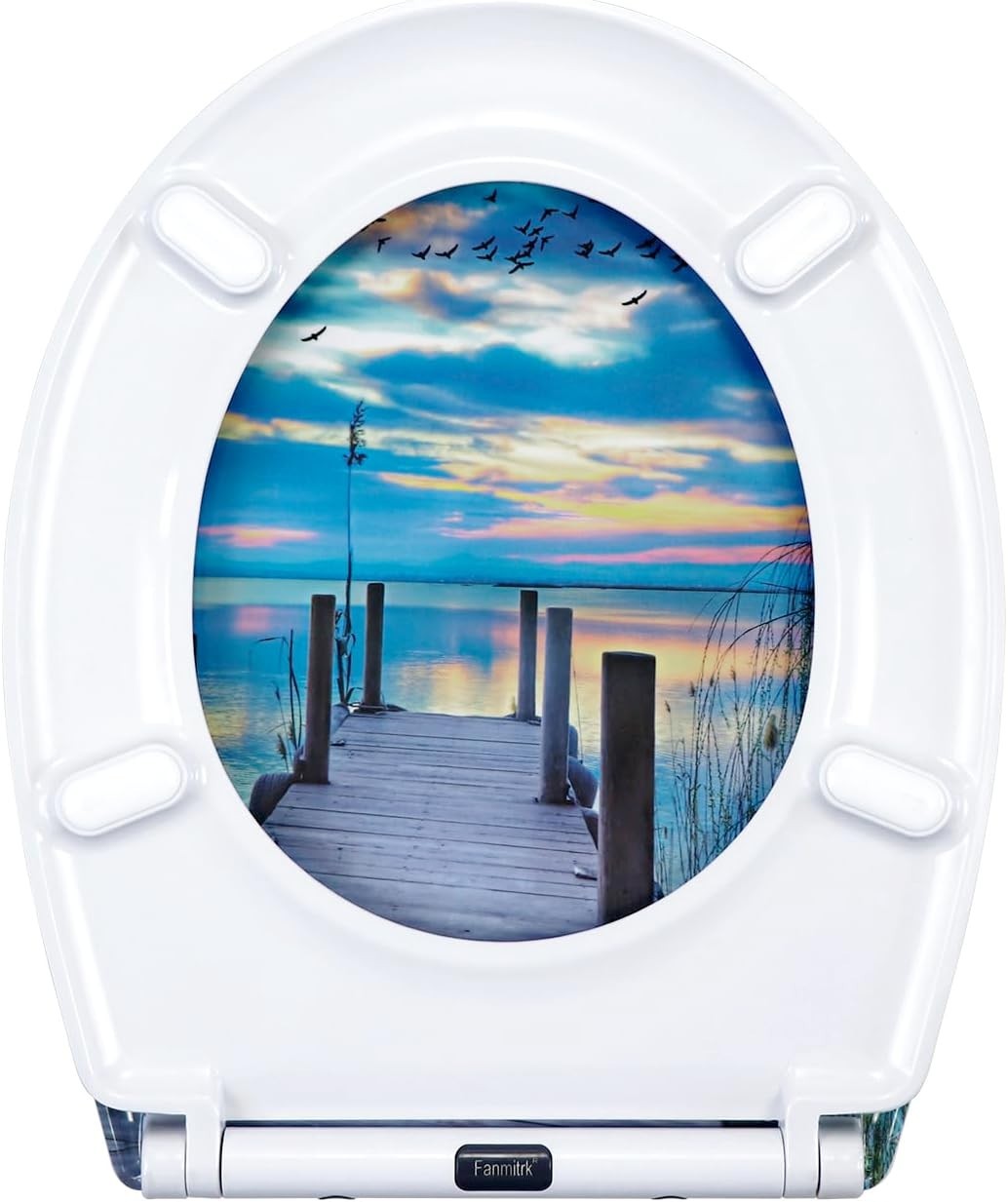 Round Soft Close Toilet Seat Duroplast Quick Release Top Fix Blue 45x37cm