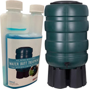 230L Water Butt with Tap, Diverter & Treatment Cleaner, Round, Garden Kit