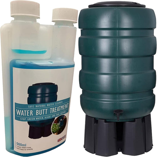 230L Water Butt with Tap, Diverter & Treatment Cleaner, Round, Garden Kit