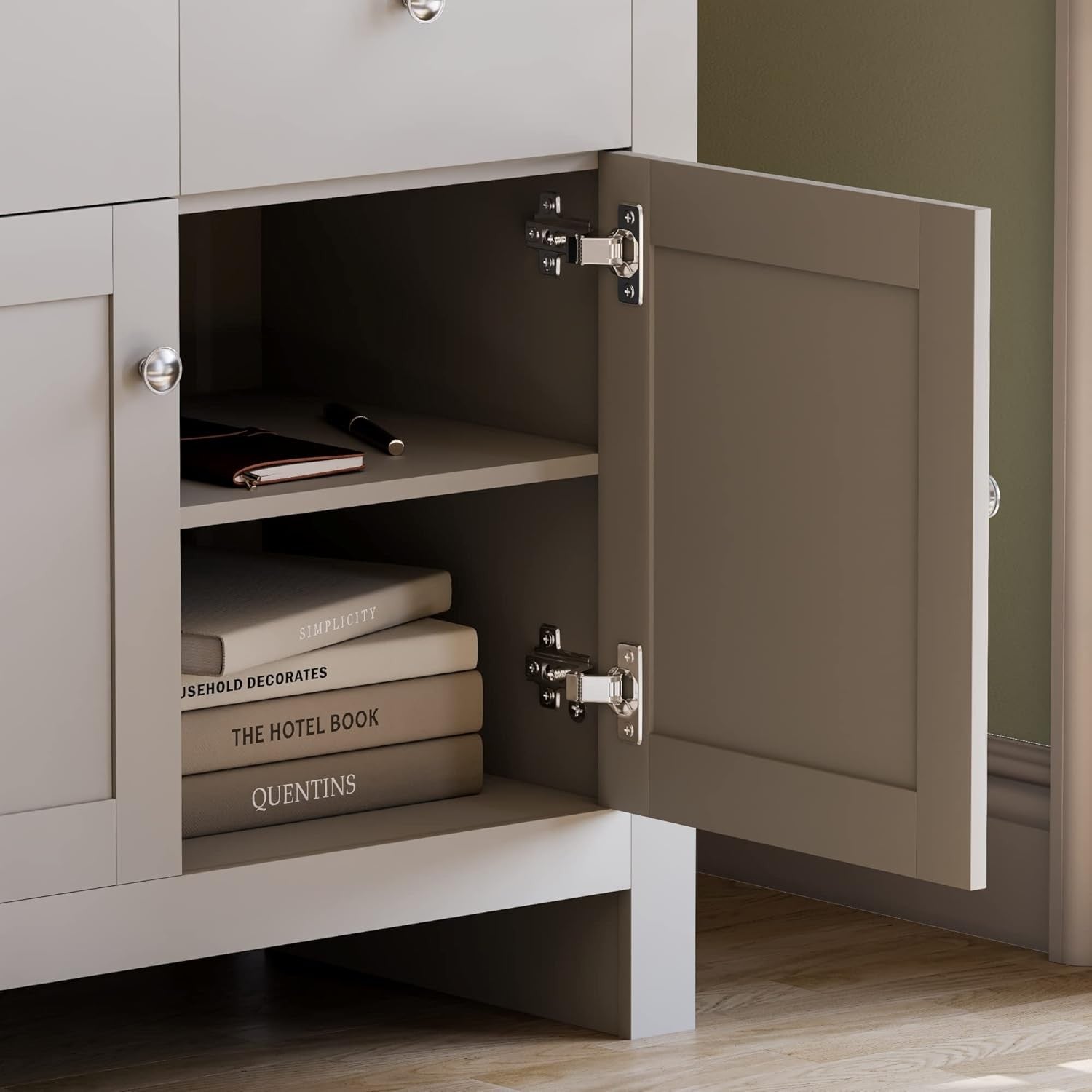 Modern Grey & Oak Sideboard Cabinet 2 Door 2 Drawer Storage Unit