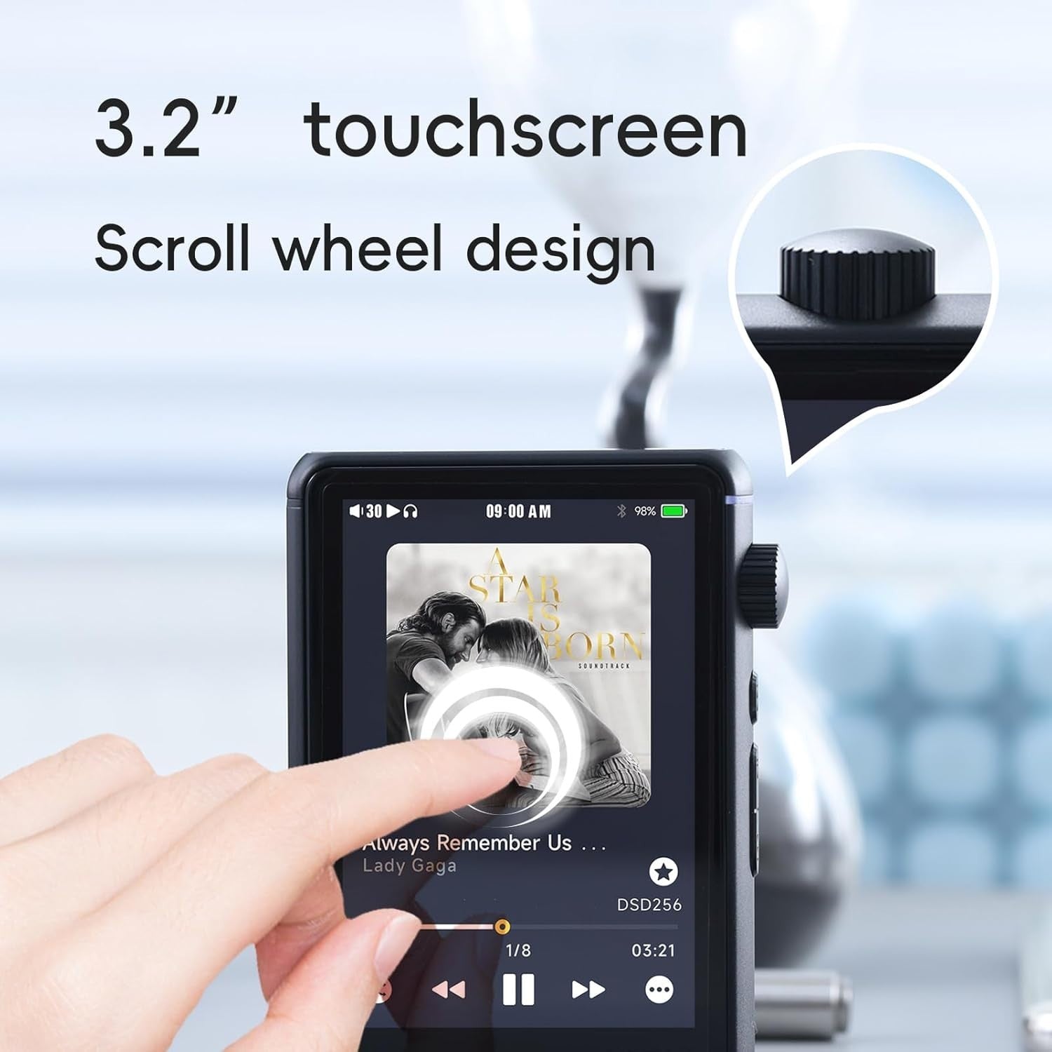 Silver Hi-Res MP3 Player Dual DAC Bluetooth 5.1 WiFi OLED Touchscreen