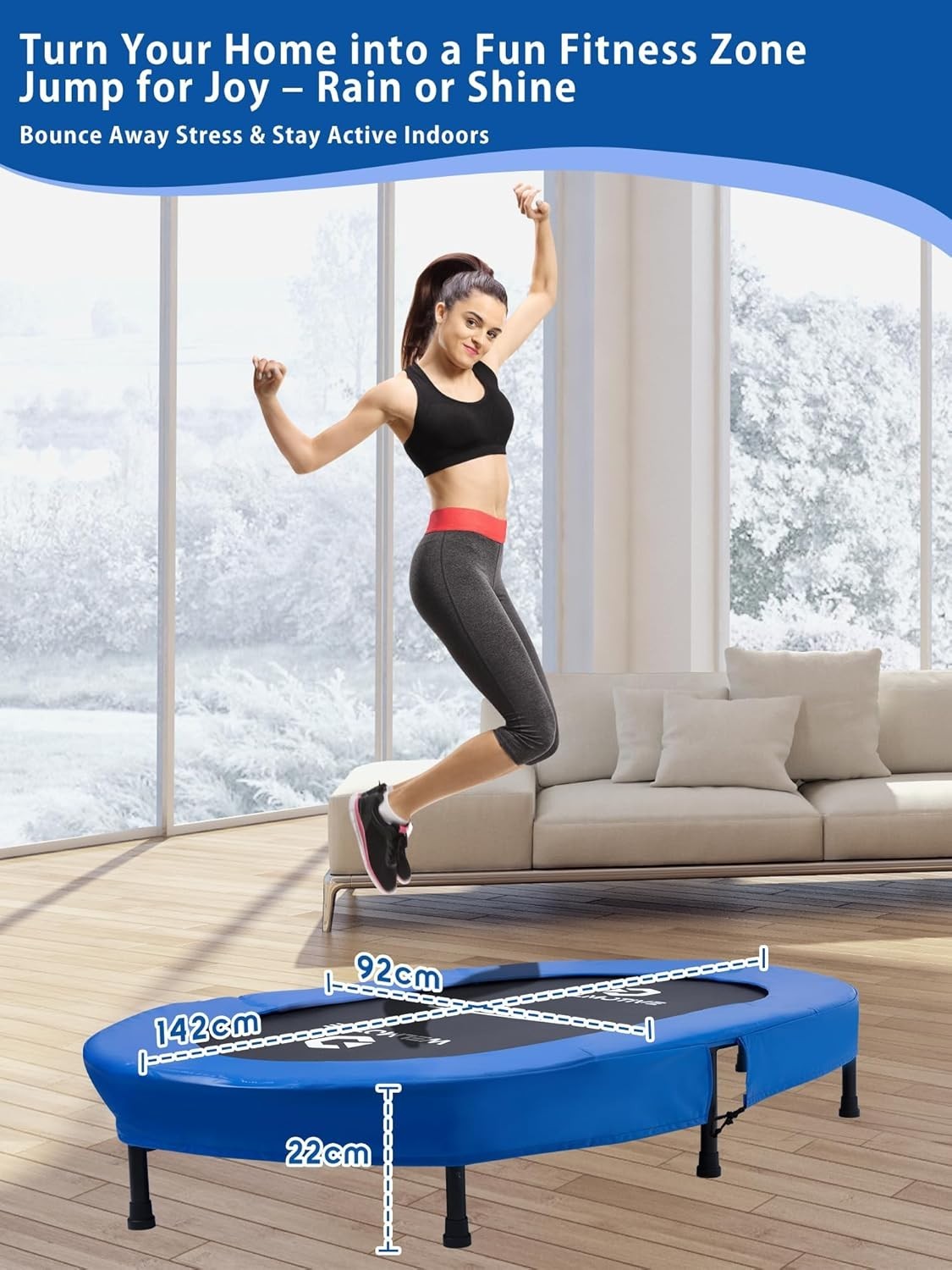 Oval Indoor Trampoline for Two Quiet Rebounder 40 Springs 150KG