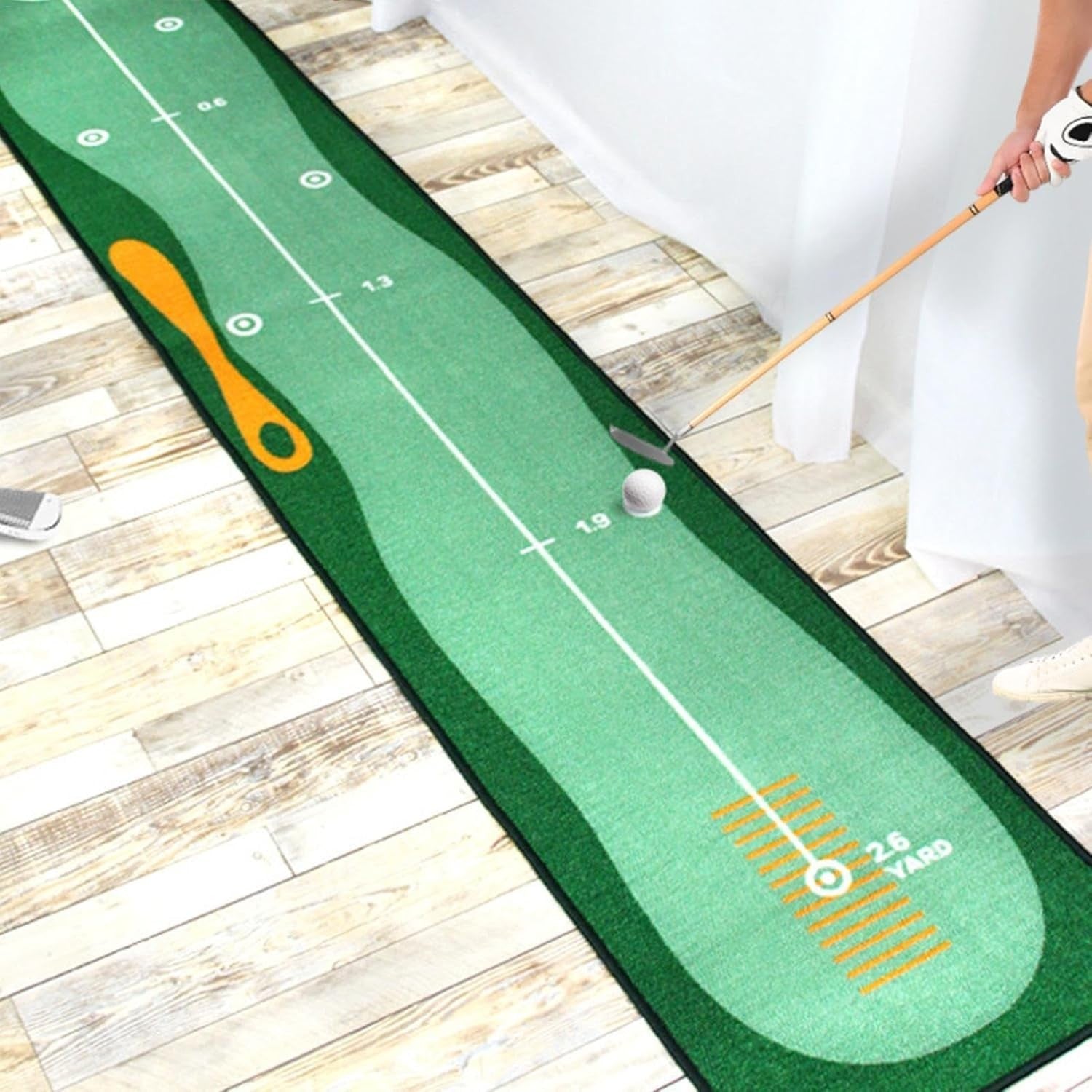Golf Putting Practice Mat 10ft Indoor Trainer Distance Marker Home Office