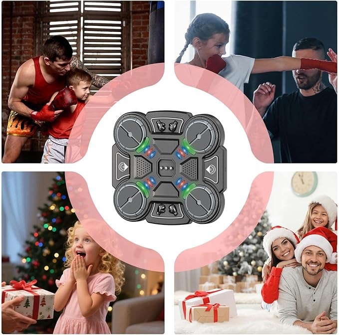 Music Boxing Machine Wall Mounted LED Punch Trainer Reaction Workout Game