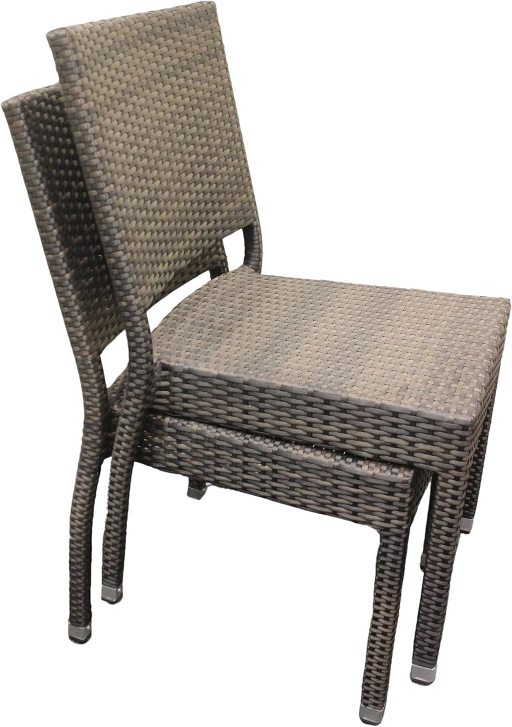 Stackable Rattan Garden Side Chair Patio Seating Commercial Outdoor Use