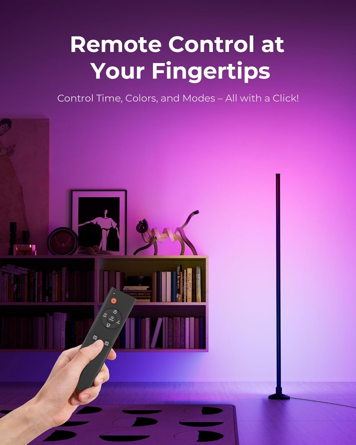 RGB LED Corner Floor Lamp App Remote Music Sync Modern Gaming Room Light