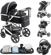 3in1 Baby Travel System Pram Pushchair Car Seat Adjustable Handle