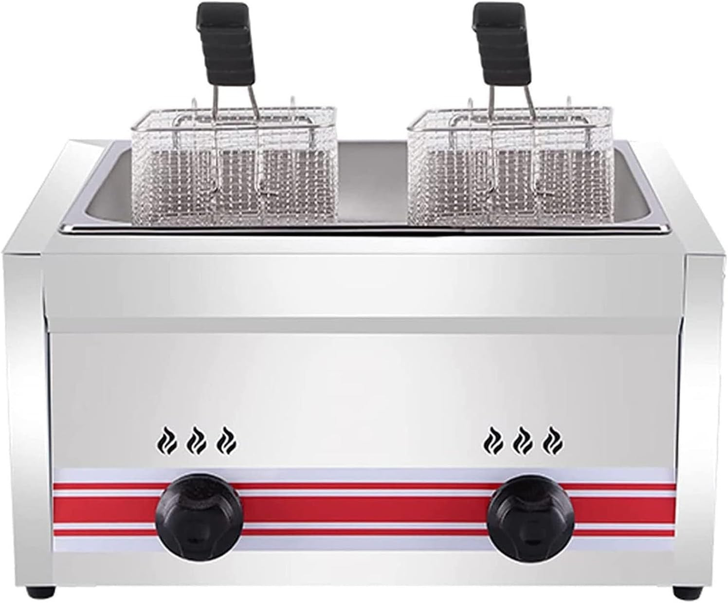 LPG Gas Deep Fryer 20L Stainless Steel Countertop Single Tank